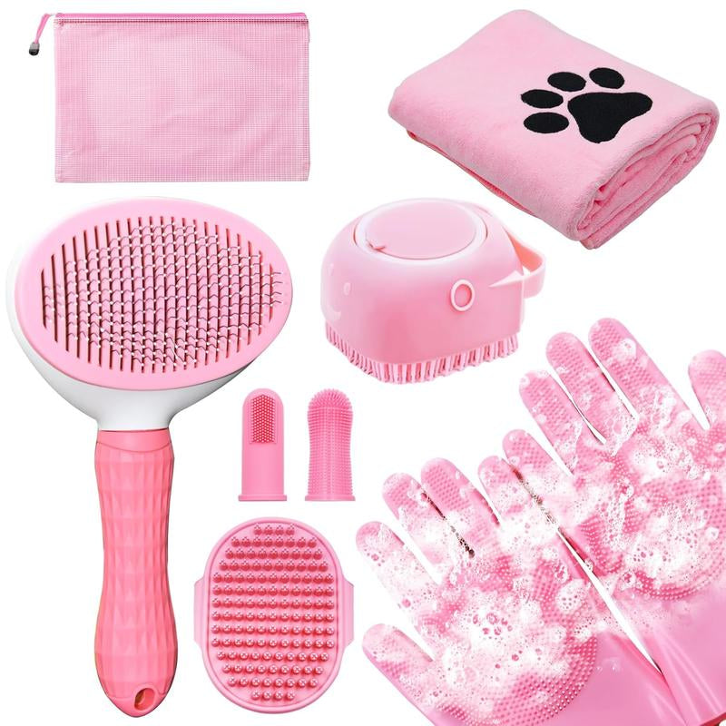 Ultimate Dog Bath Brush & Grooming Kit - Complete Shedding Solution for Dogs, Cats & Rabbits with Massage Tool for a Stress-Free Grooming Experience