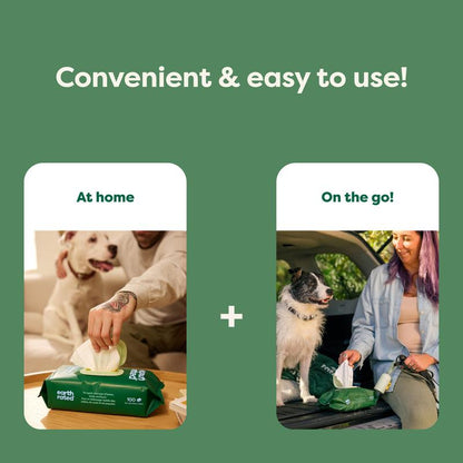 Earth Rated 3-in-1 Pet Grooming Wipes - Clean, Deodorize & Hydrate Your Pets with White Tea & Basil Scent, 400 Count - Hypoallergenic & Alcohol-Free