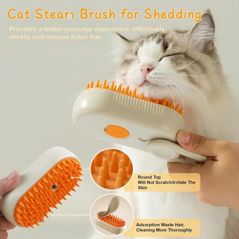 Revolutionary 3-in-1 Pet Steam Brush: Effortlessly Remove Pet Hair with Advanced Vapor Technology for Cats and Dogs