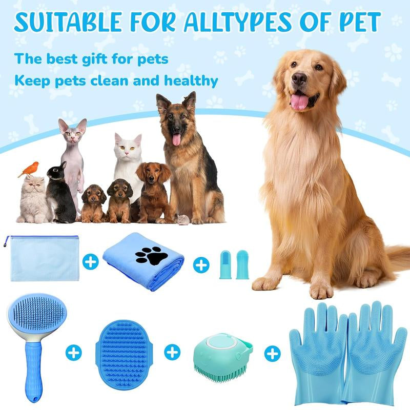 Ultimate Dog Bath Brush & Grooming Kit - Complete Shedding Solution for Dogs, Cats & Rabbits with Massage Tool for a Stress-Free Grooming Experience