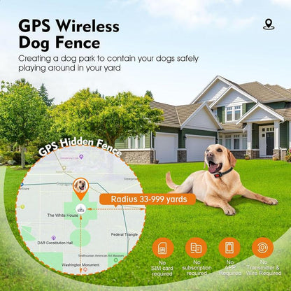Revolutionary Electric Fence for Dogs - Ultimate GPS Dog Training Collar System with Adjustable Range, Waterproof Design, and Rechargeable Battery