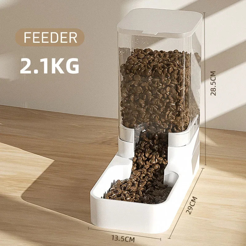 3.8L Automatic Pet Feeder and Water Bowl with Transparent Food Storage Container for Dogs and Cats