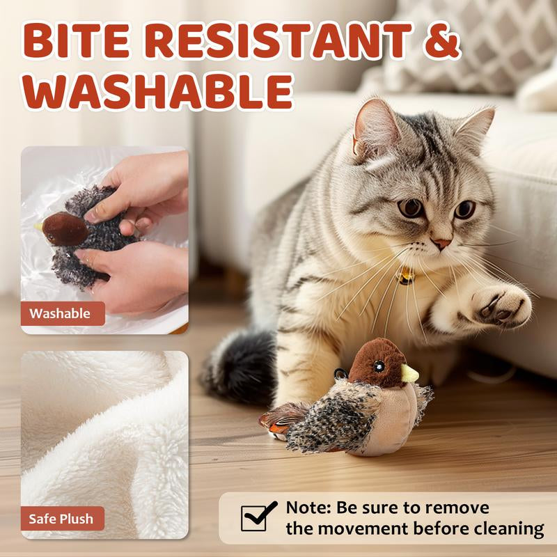 【Tiktokshopfalldealsforyou】Cat Toys Flapping Bird,Rechargeable Flapping Bird Sparrow Cat Toy–Lifelike Chirp & Tweet, Touch Activated Interactive Kitten Exercise Toy (Flightless)