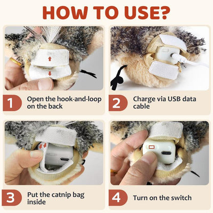 【Tiktokshopfalldealsforyou】Cat Toys Flapping Bird,Rechargeable Flapping Bird Sparrow Cat Toy–Lifelike Chirp & Tweet, Touch Activated Interactive Kitten Exercise Toy (Flightless)