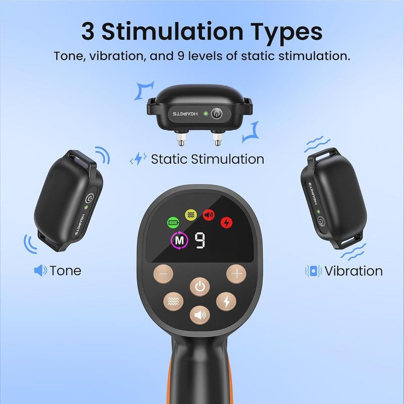 Heapets Anti-Tugging Dog Training Collar with Remote Control - Effortless Leash Training for Dogs of All Sizes, 1600FT Range, Safe Static, Beep & Vibration Modes, Rechargeable & Waterproof