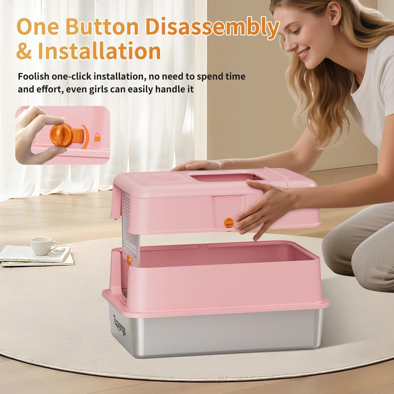 Upgrade Your Cat's Comfort with the TOPYANS XL Stainless Steel Litter Box - Enclosed Design with Flip-Top Lid for Easy Cleaning and Leak Prevention