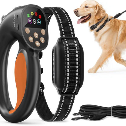 Heapets Anti-Tugging Dog Training Collar with Remote Control - Effortless Leash Training for Dogs of All Sizes, 1600FT Range, Safe Static, Beep & Vibration Modes, Rechargeable & Waterproof