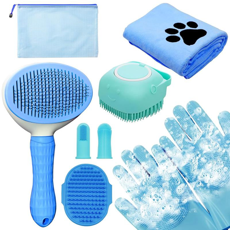 Ultimate Dog Bath Brush & Grooming Kit - Complete Shedding Solution for Dogs, Cats & Rabbits with Massage Tool for a Stress-Free Grooming Experience