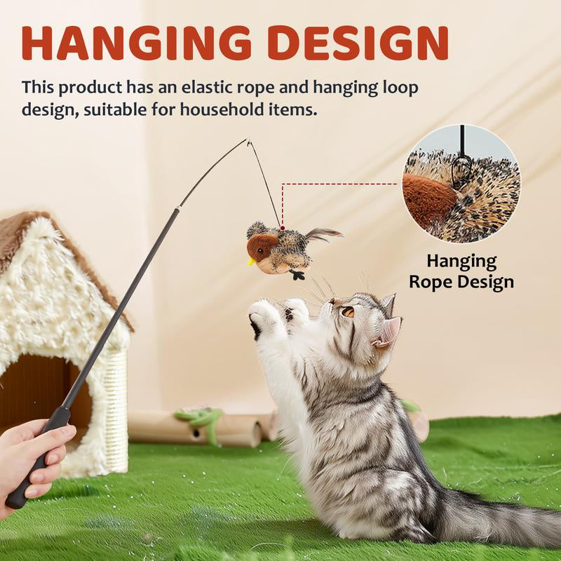 【Tiktokshopfalldealsforyou】Cat Toys Flapping Bird,Rechargeable Flapping Bird Sparrow Cat Toy–Lifelike Chirp & Tweet, Touch Activated Interactive Kitten Exercise Toy (Flightless)