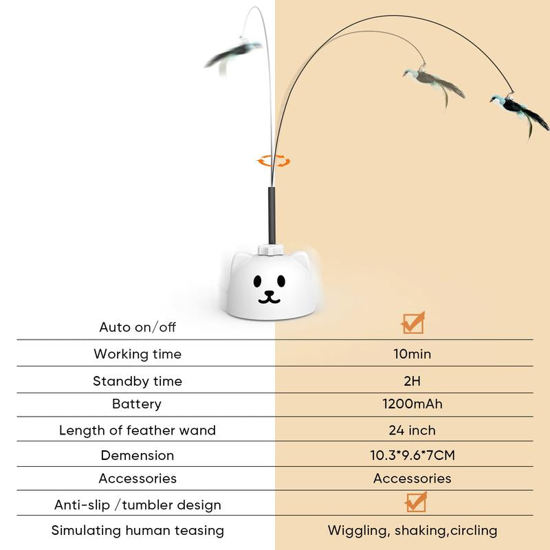 Exciting Automatic Electric Flying Bird Feather Wand Toy for Indoor Cats - Ultimate Interactive Playtime!