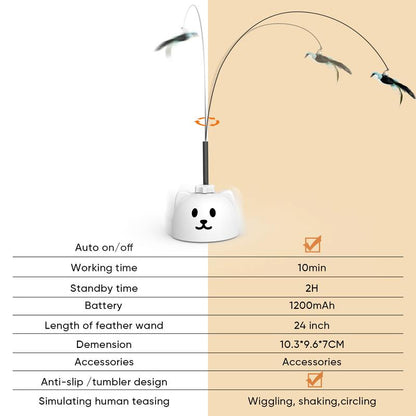 Exciting Automatic Electric Flying Bird Feather Wand Toy for Indoor Cats - Ultimate Interactive Playtime!