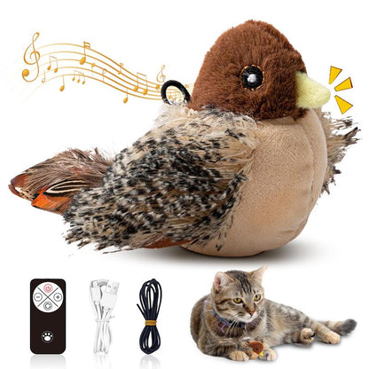 【Tiktokshopfalldealsforyou】Cat Toys Flapping Bird,Rechargeable Flapping Bird Sparrow Cat Toy–Lifelike Chirp & Tweet, Touch Activated Interactive Kitten Exercise Toy (Flightless)