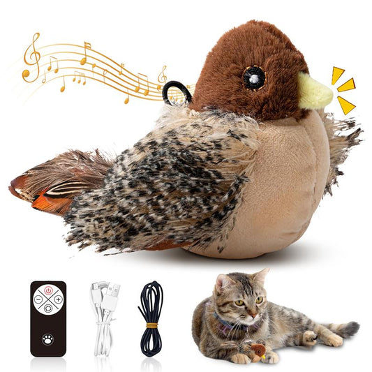 【Tiktokshopfalldealsforyou】Cat Toys Flapping Bird,Rechargeable Flapping Bird Sparrow Cat Toy–Lifelike Chirp & Tweet, Touch Activated Interactive Kitten Exercise Toy (Flightless)