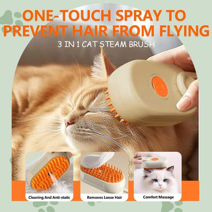 Revolutionary 3-in-1 Pet Steam Brush: Effortlessly Remove Pet Hair with Advanced Vapor Technology for Cats and Dogs
