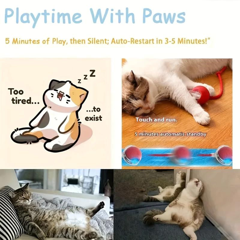 Unleash the Fun with Our USB Rechargeable Interactive Cat Toy Ball! 🐾🎉 Durable, Striped, and Perfect for Playtime!