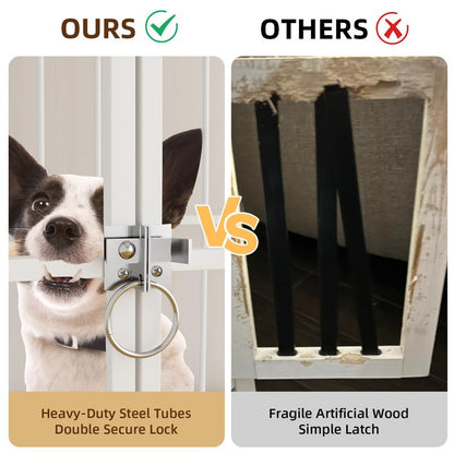 Stylish and Durable 38" Heavy Duty Dog Crate - Elegant Wooden Dog Kennel End Table with Double Doors and Lockable Wheels for Large Dogs