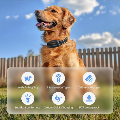 Heapets Anti-Tugging Dog Training Collar with Remote Control - Effortless Leash Training for Dogs of All Sizes, 1600FT Range, Safe Static, Beep & Vibration Modes, Rechargeable & Waterproof