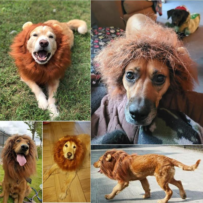 Roar with Style: Adorable Lion Mane Costume for Medium to Large Dogs - Perfect for Halloween and Parties!