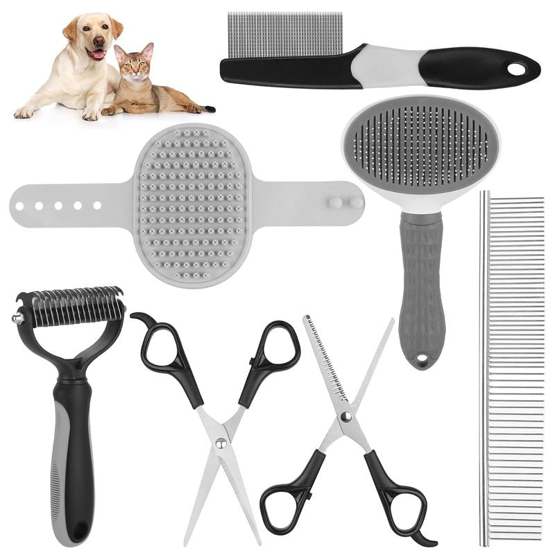 Ultimate Dog Bath Brush & Grooming Kit - Complete Shedding Solution for Dogs, Cats & Rabbits with Massage Tool for a Stress-Free Grooming Experience