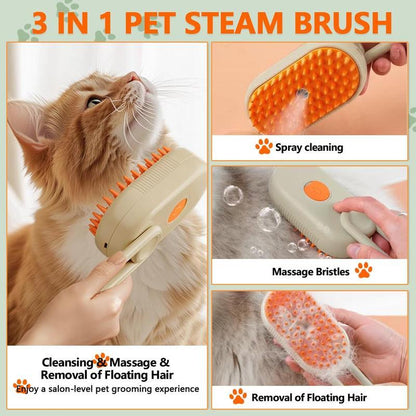 Revolutionary 3-in-1 Pet Steam Brush: Effortlessly Remove Pet Hair with Advanced Vapor Technology for Cats and Dogs