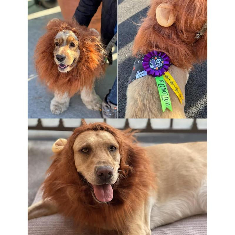 Roar with Style: Adorable Lion Mane Costume for Medium to Large Dogs - Perfect for Halloween and Parties!