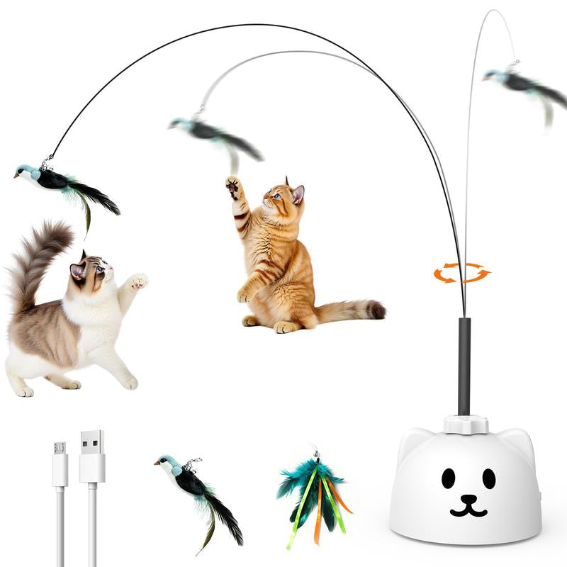 Exciting Automatic Electric Flying Bird Feather Wand Toy for Indoor Cats - Ultimate Interactive Playtime!