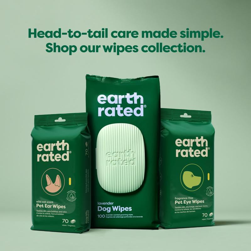 Earth Rated 3-in-1 Pet Grooming Wipes - Clean, Deodorize & Hydrate Your Pets with White Tea & Basil Scent, 400 Count - Hypoallergenic & Alcohol-Free